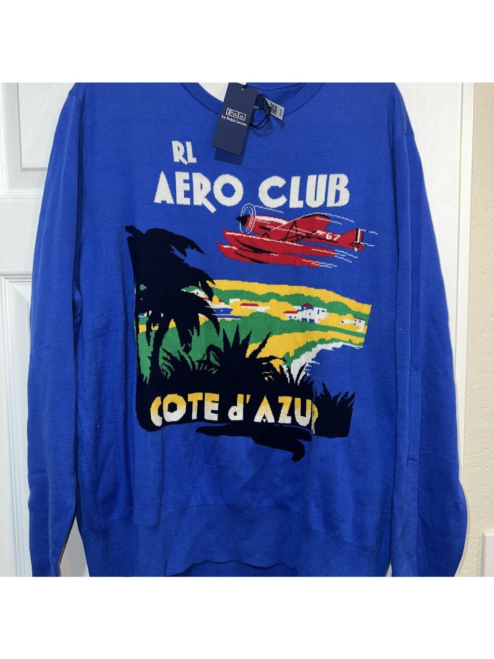 Polo Ralph Lauren VTG Retro French Riviera Flying Knit Sweater HiTech Stadium XL